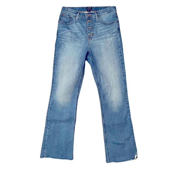 J. Crew Denim - JCrew Button Fly Med Wash High-Rise Crop Flare Raw Hem Sz27